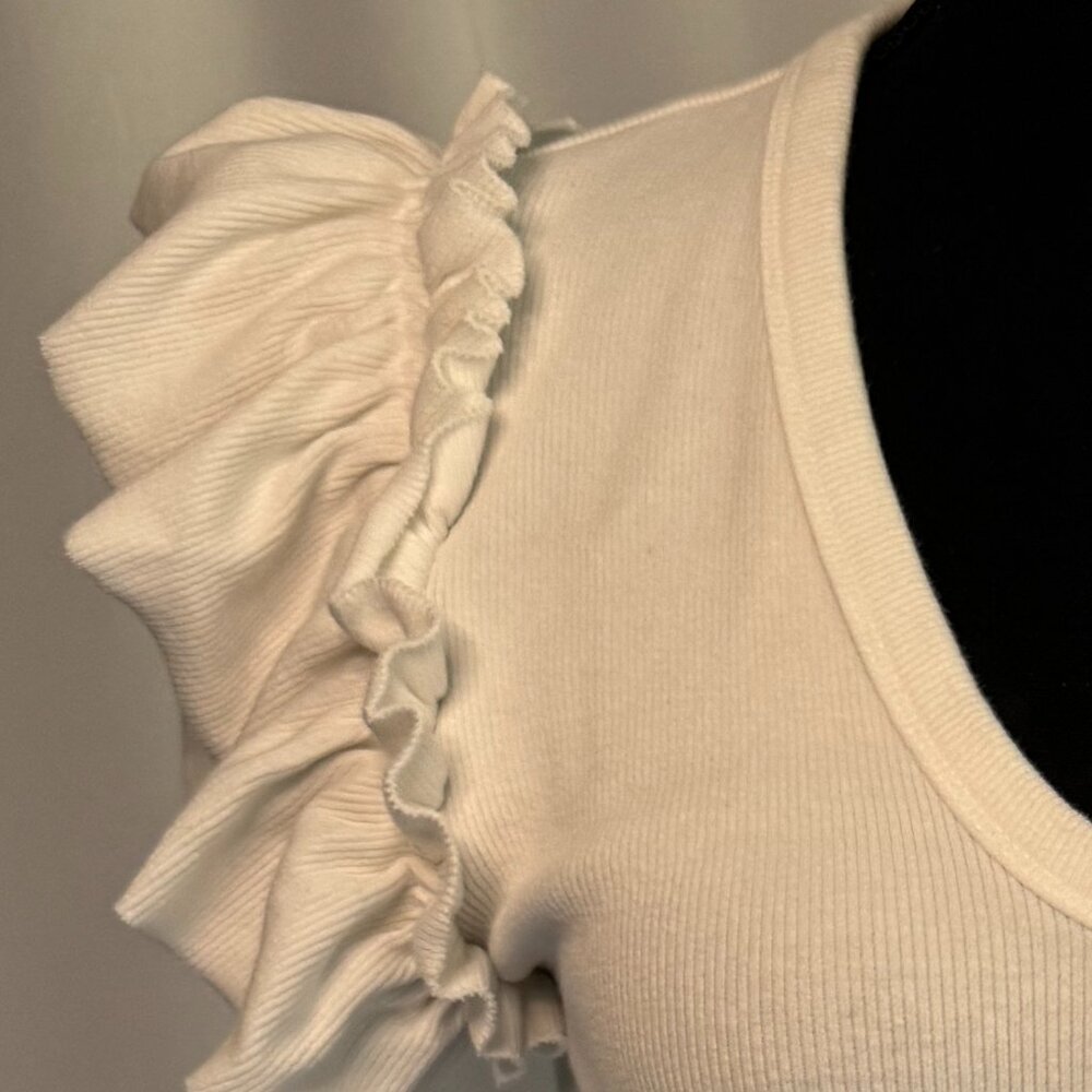 Ribbed flutter ruffle sleeve stretchy top Express Size Small - 355 - Picture 2 of 6